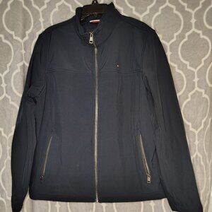 NWT Tommy Hilfiger Mens Medium Navy Blue Water Wind Resis Breathable Jacket Zip